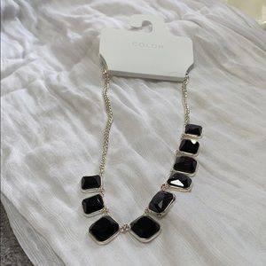 Silver necklace with black and silver Jewels